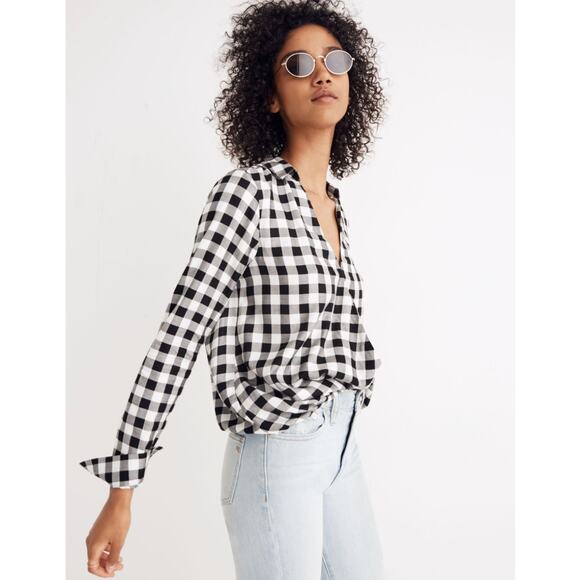 Madewell Wrap-Front Shirt in Buffalo Check Plaid - Picture 3 of 10